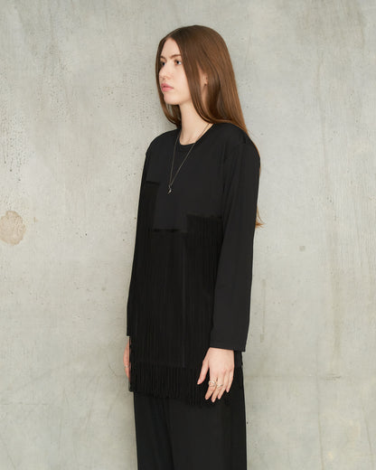 Black Fringe Long Sleeve T-Shirt