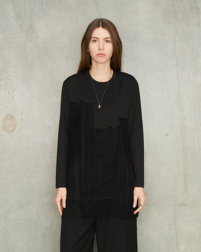 Black Fringe Long Sleeve T-Shirt
