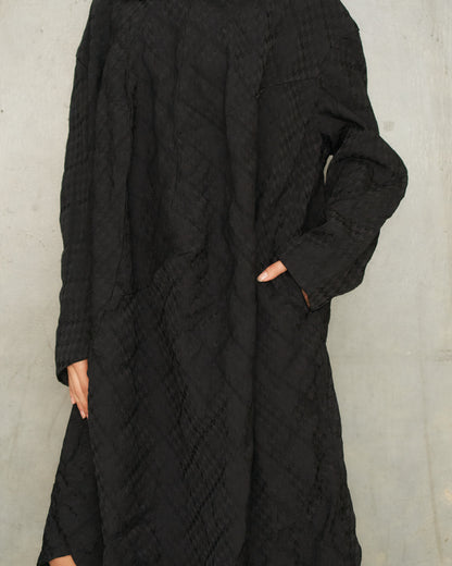 Black Houndstooth Panelled Dress