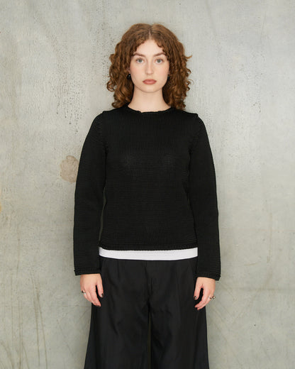 Black Knit Crewneck Sweater