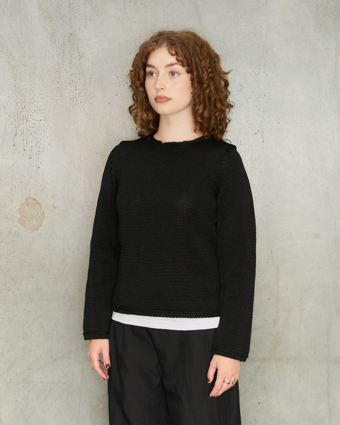 Black Knit Crewneck Sweater