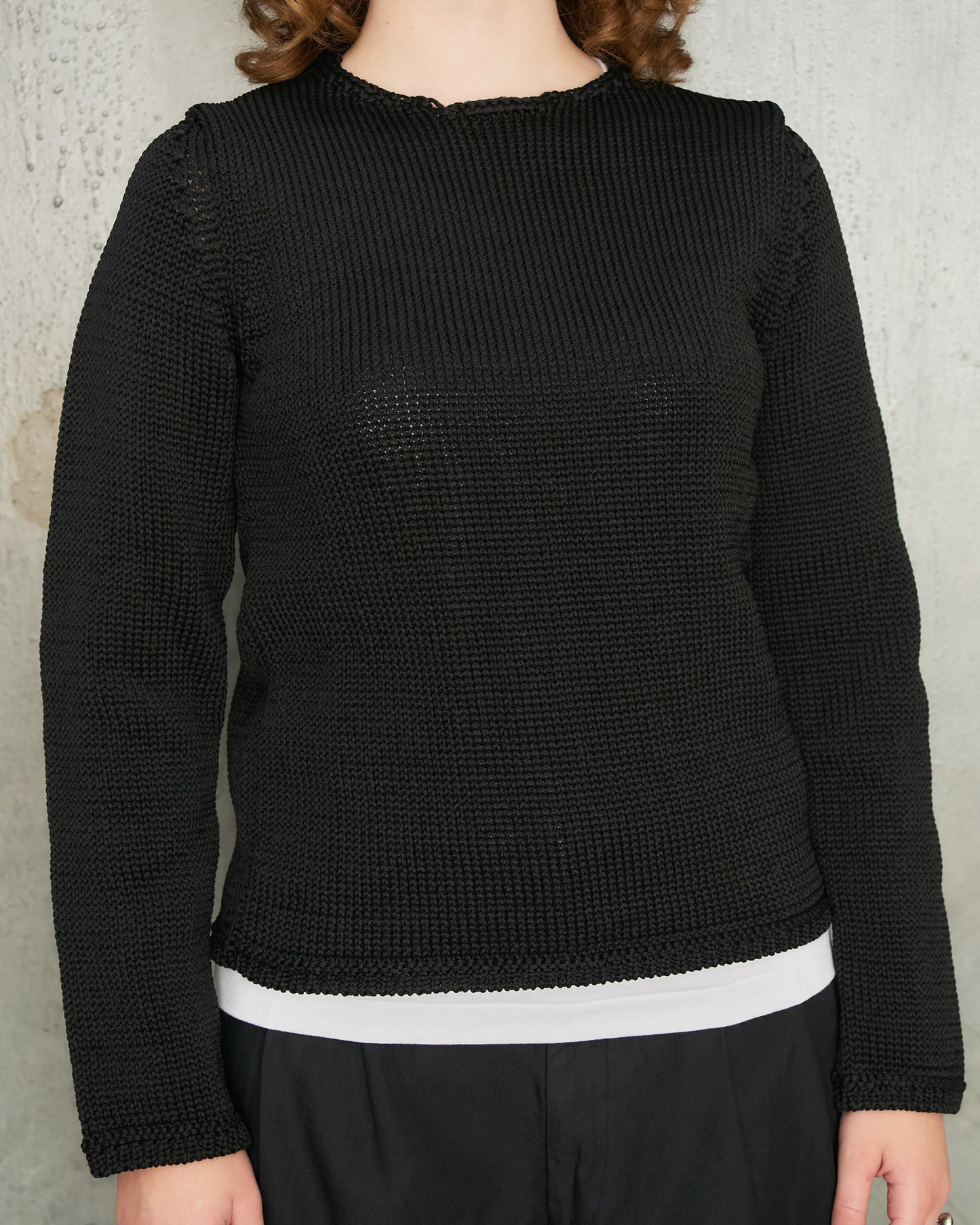 Black Knit Crewneck Sweater