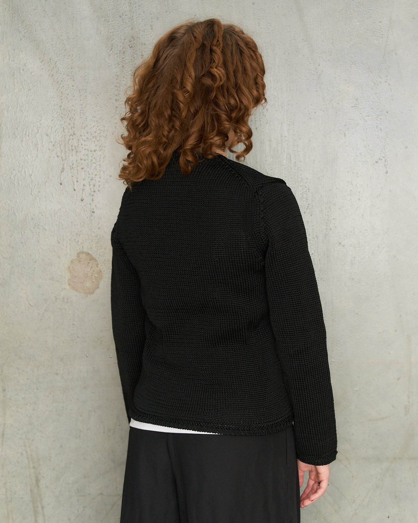 Black Knit Crewneck Sweater