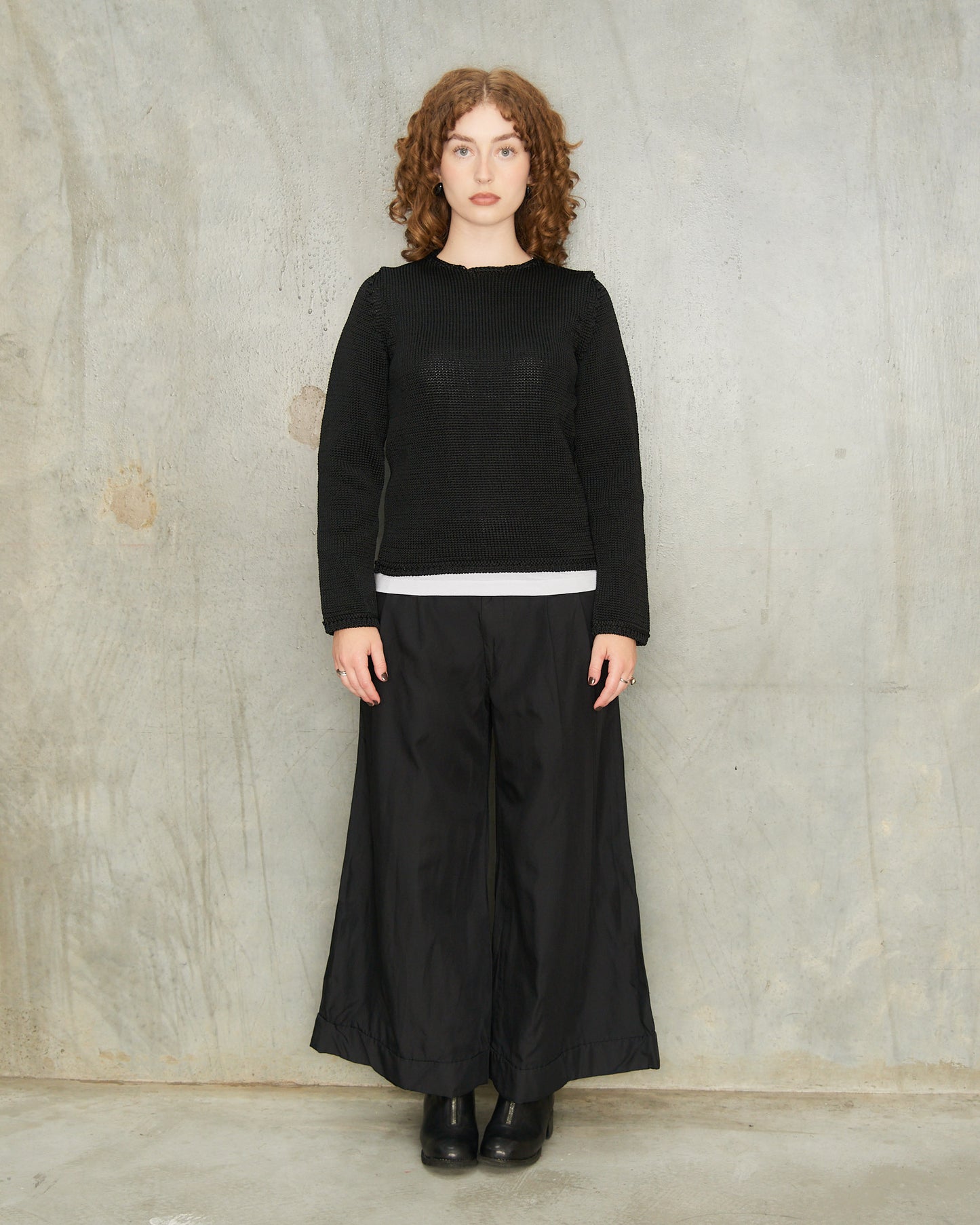 Black Knit Crewneck Sweater