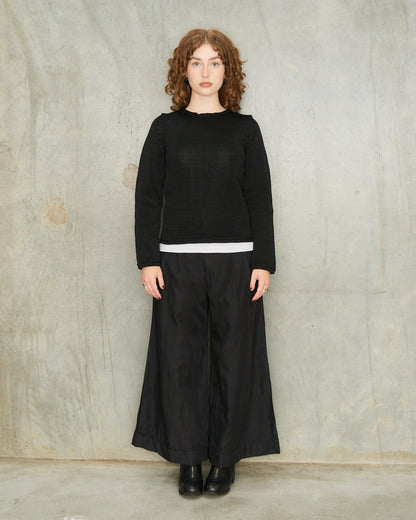 Black Knit Crewneck Sweater