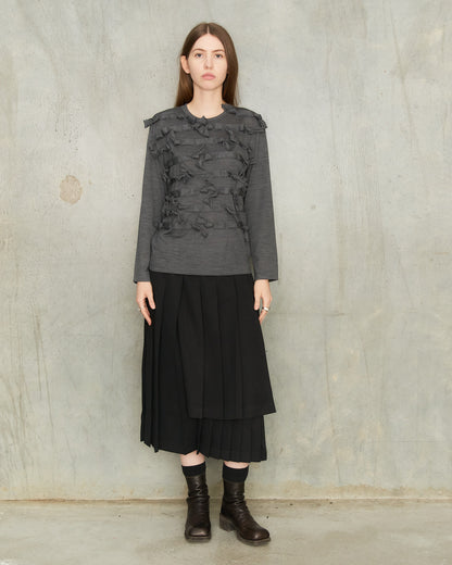 Black Layered Pleats Skirt