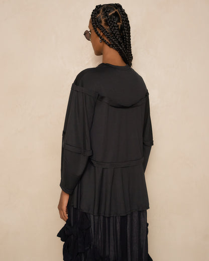 Black Long Sleeve Tiered Top