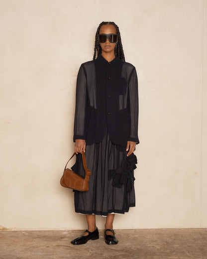 Black Open Back Sheer Jacket
