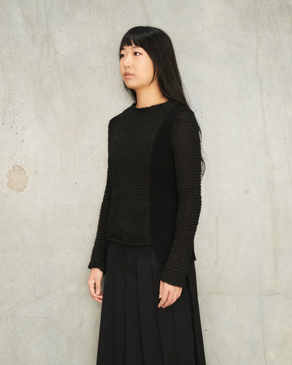 Black Panelled Ribbed Sweater