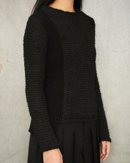 Black Panelled Ribbed Sweater