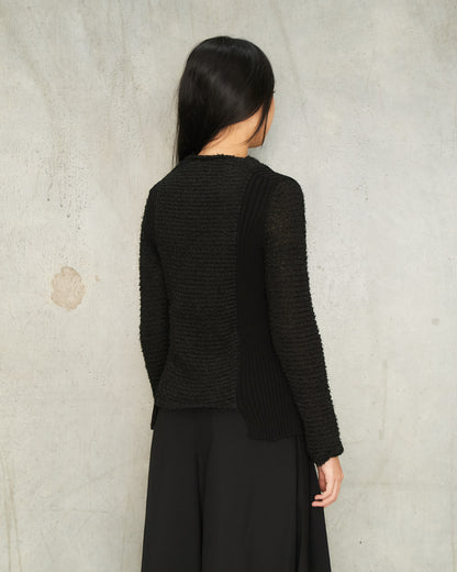 Black Panelled Ribbed Sweater