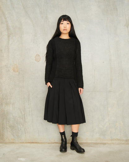 Black Panelled Ribbed Sweater