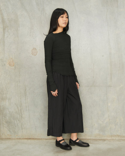 Black Wide Leg Drawstring Pants