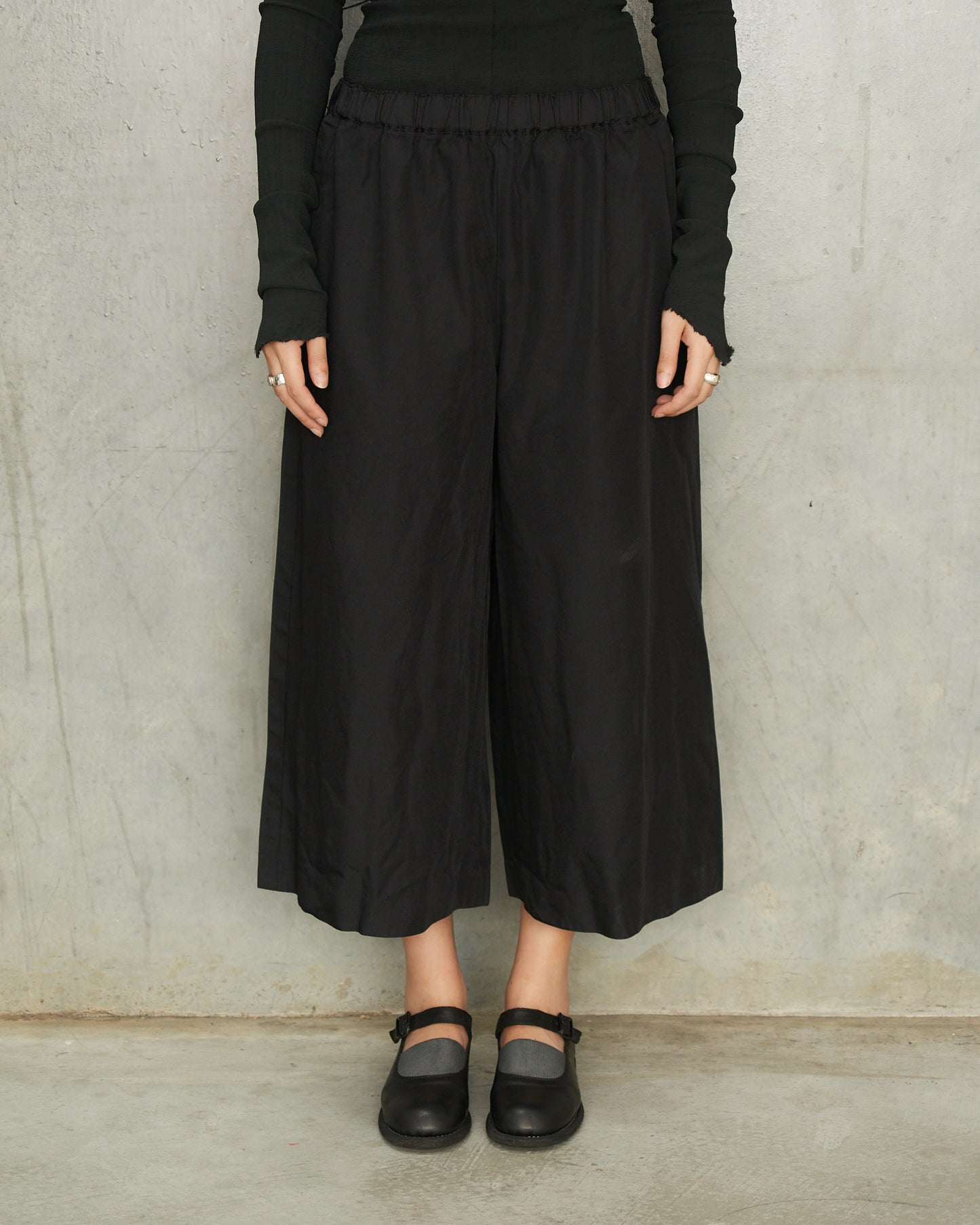 Black Wide Leg Drawstring Pants