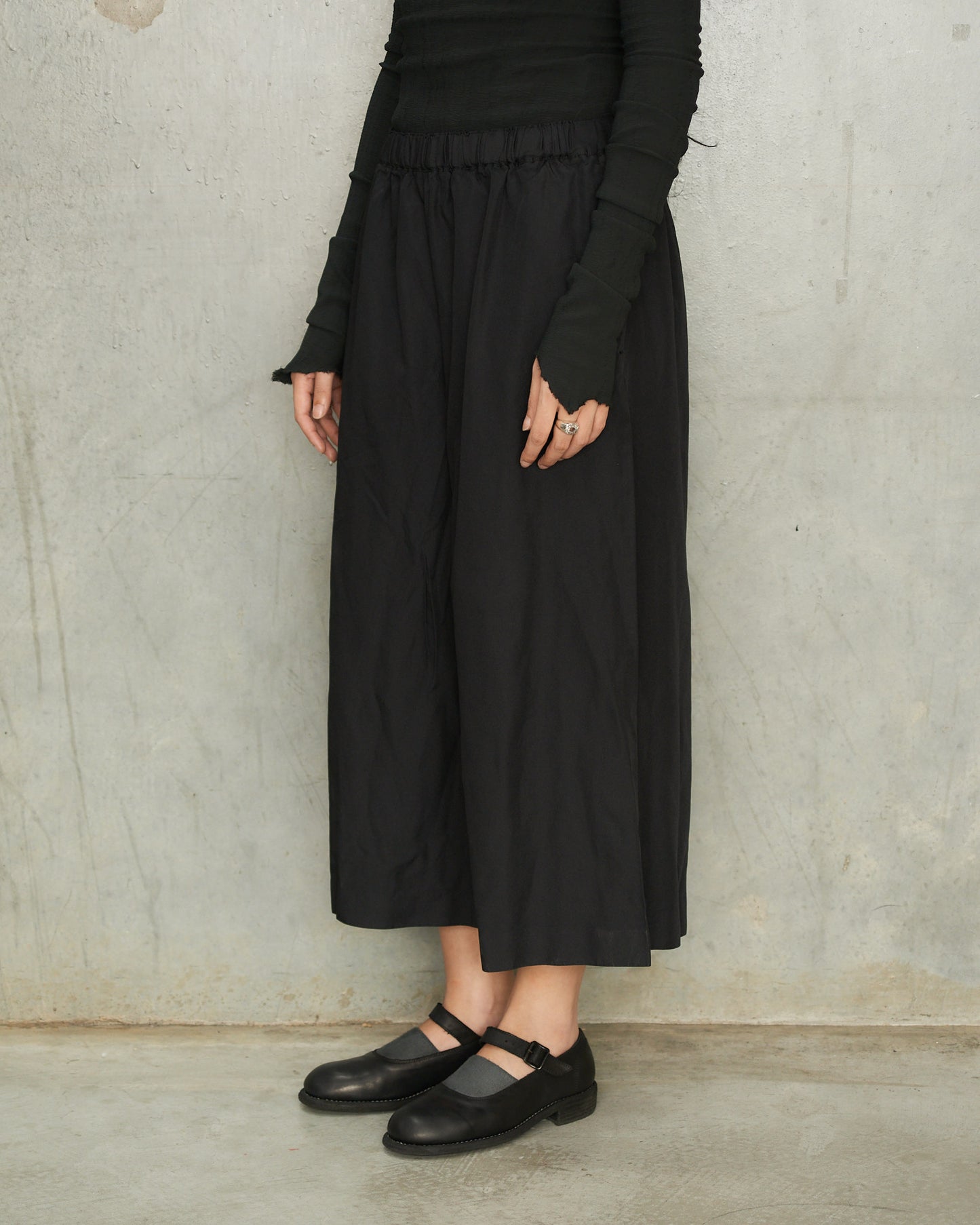 Black Wide Leg Drawstring Pants