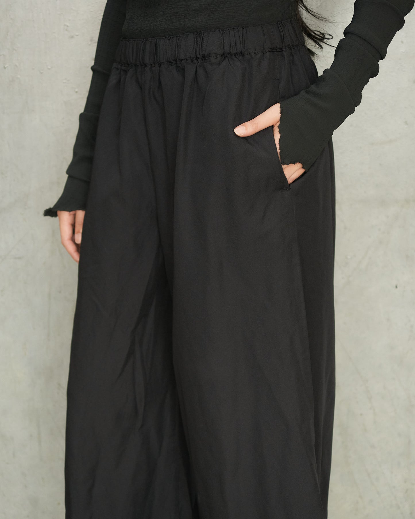 Black Wide Leg Drawstring Pants