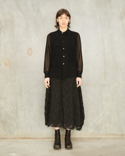 Black Patchwork Gathered Shirt