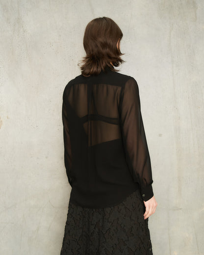 Black Patchwork Gathered Shirt