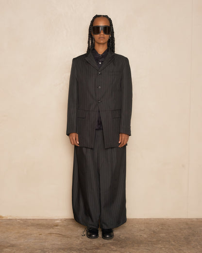 Black Pinstripe Wide Trousers