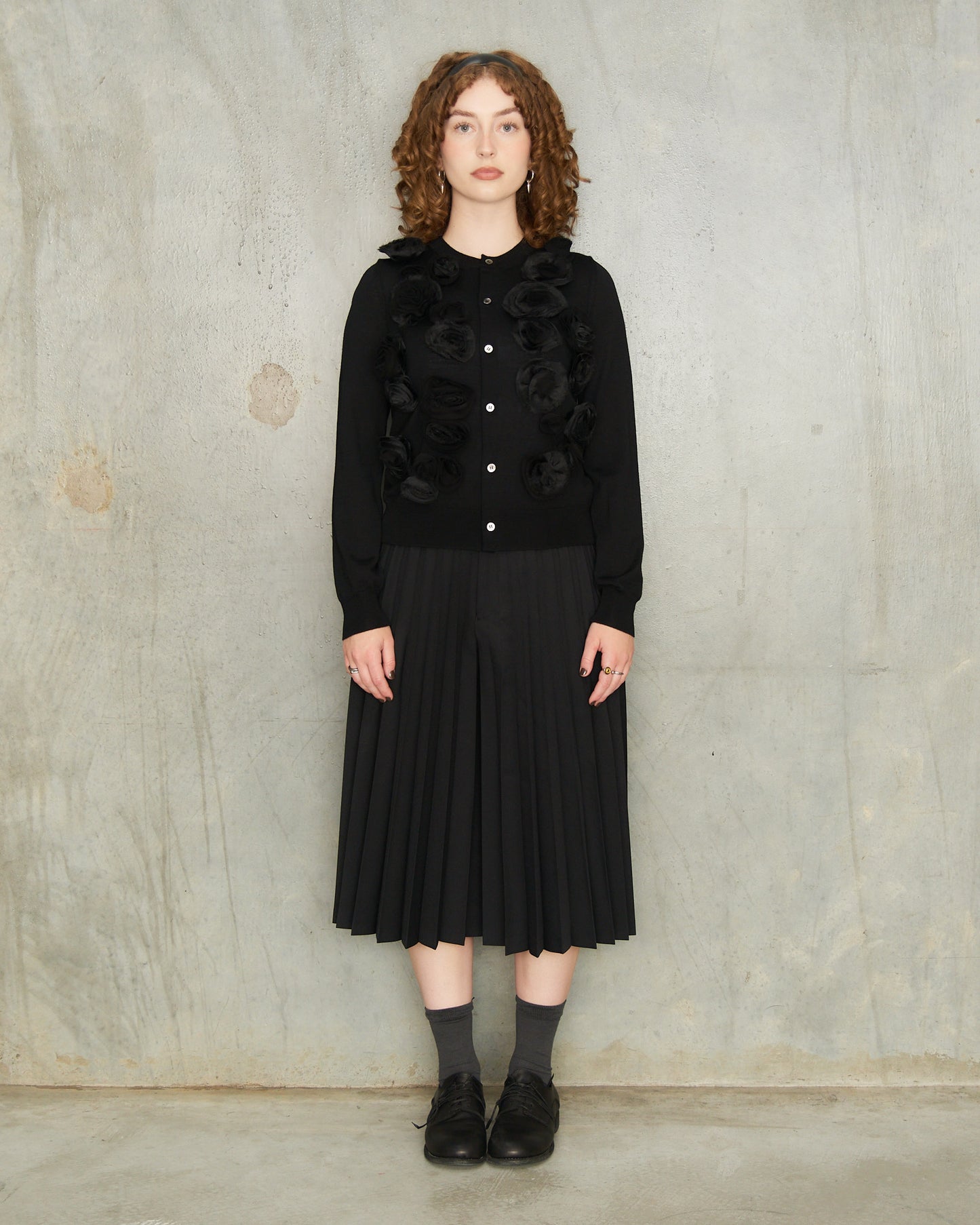 Black Pleated Long Shorts