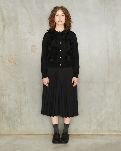 Black Pleated Long Shorts