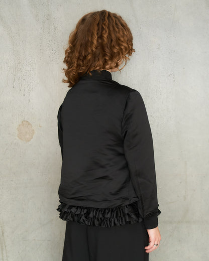 Black Ruffle Hem Bomber