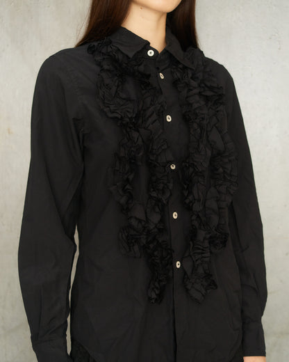 Black Ruffled Collared Blouse