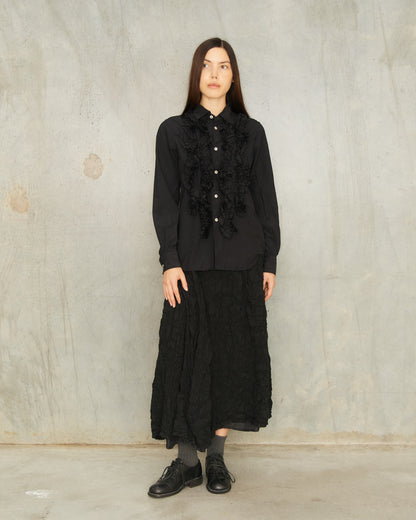 Black Ruffled Collared Blouse