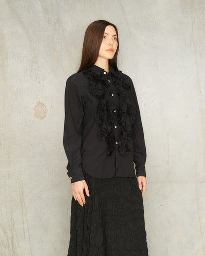 Black Ruffled Collared Blouse