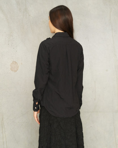 Black Ruffled Collared Blouse