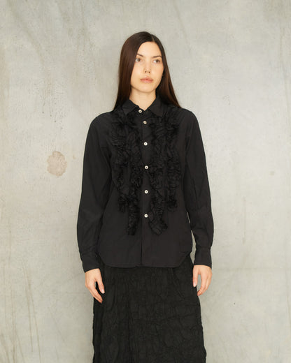 Black Ruffled Collared Blouse