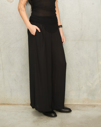 Black Sheer Drawstring Trousers