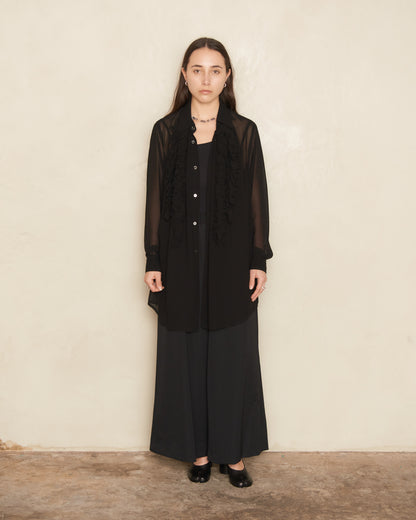Black Sheer Ruffle Shirt