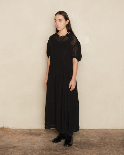 Black Sheer Wide Collared Dress
