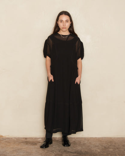 Black Sheer Wide Collared Dress