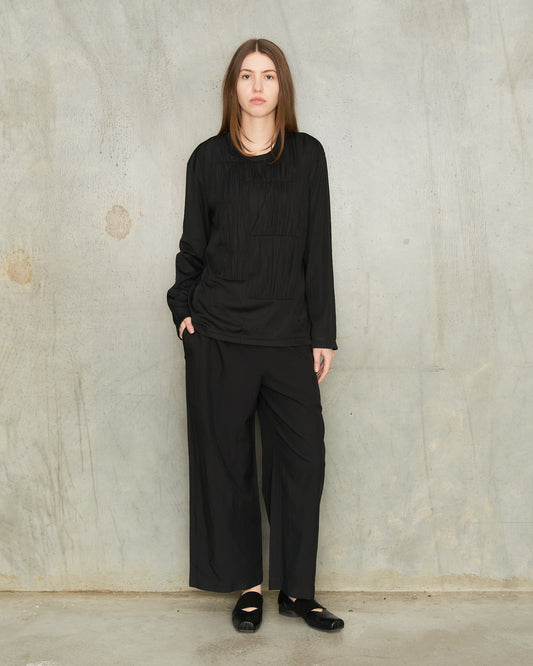 Black Straight Drawstring Pants