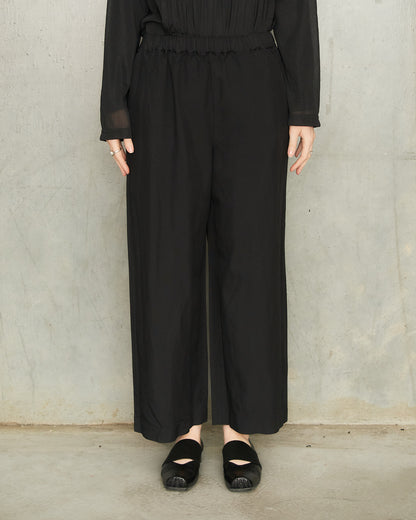 Black Straight Drawstring Pants