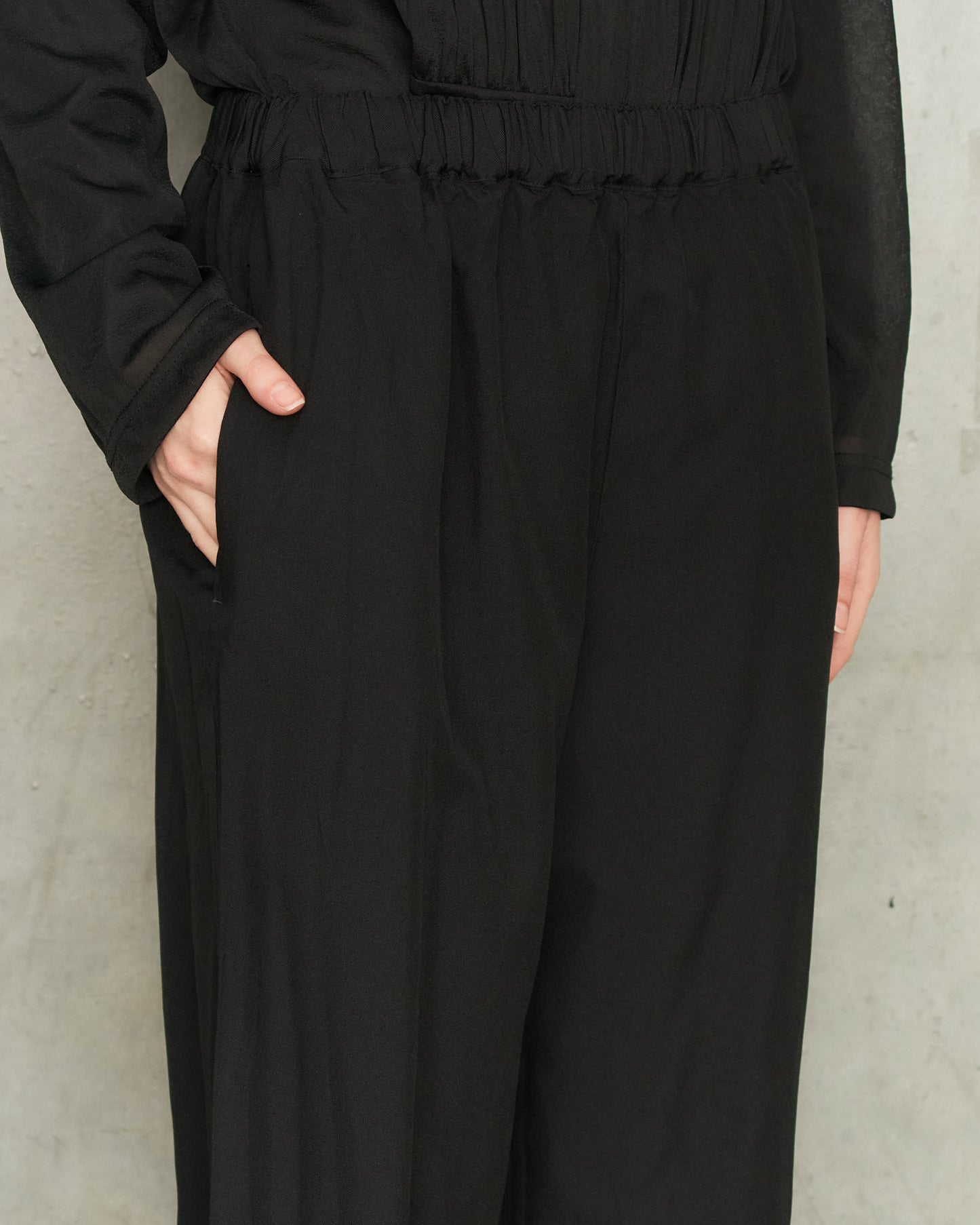 Black Straight Drawstring Pants