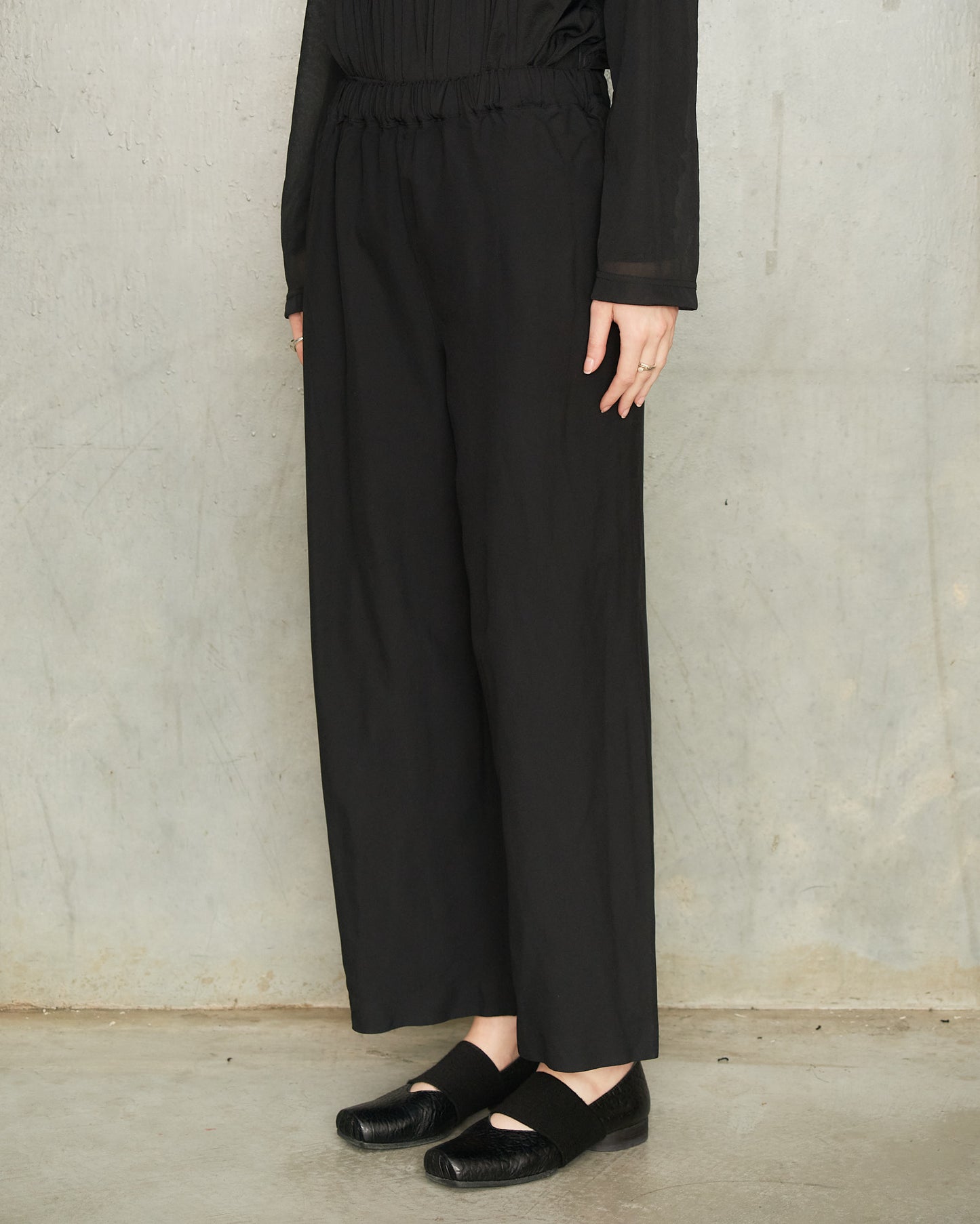 Black Straight Drawstring Pants