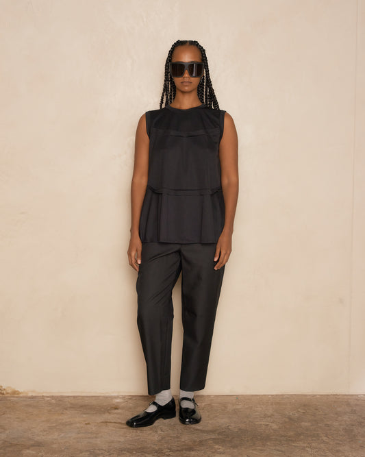 Black Striped Slim Trousers