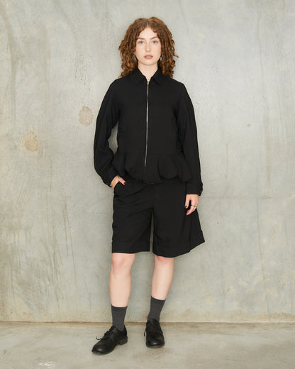 Black Tailored Front Pleat Shorts