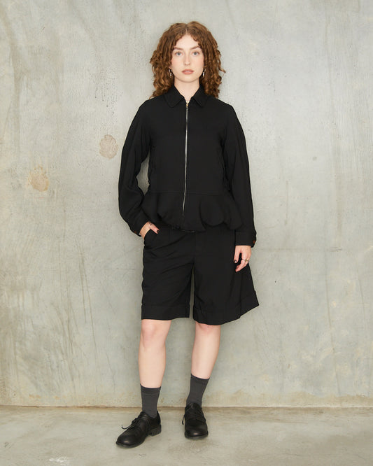 Black Tailored Front Pleat Shorts