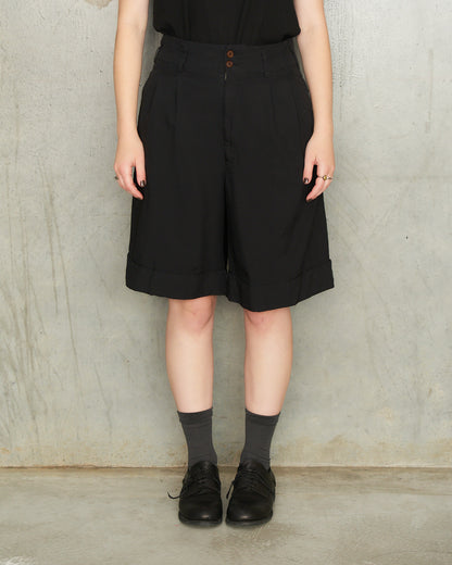 Black Tailored Front Pleat Shorts