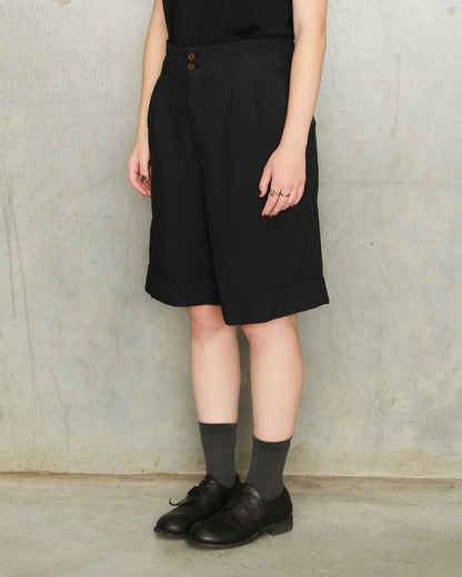 Black Tailored Front Pleat Shorts