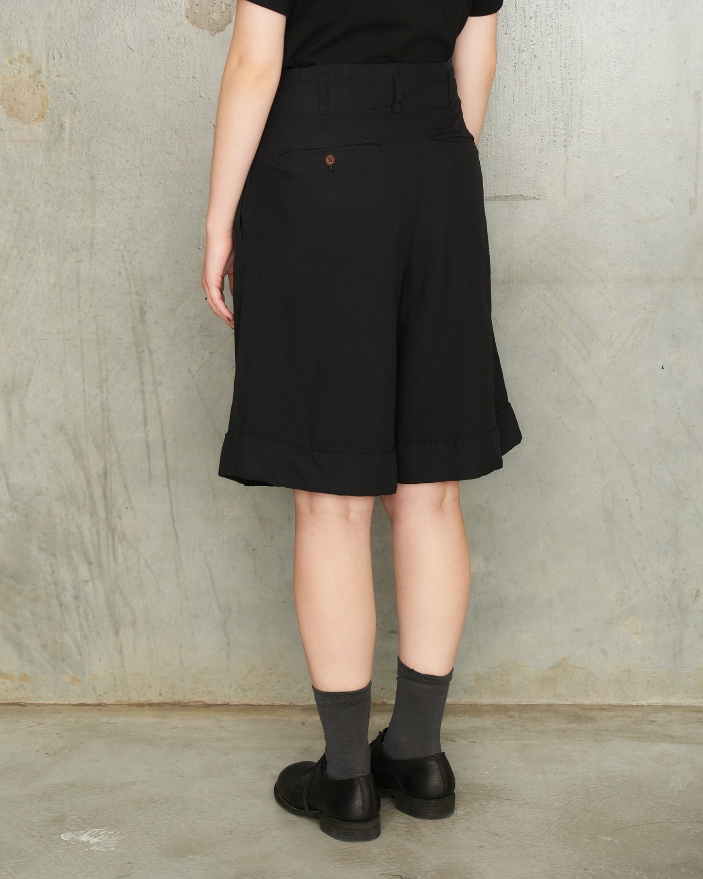 Black Tailored Front Pleat Shorts