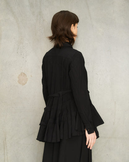 Black Tiered Circle Cut Shirt