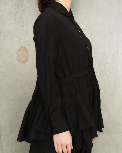 Black Tiered Circle Cut Shirt