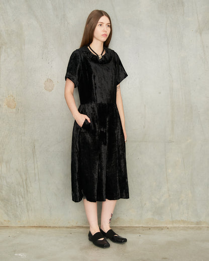 Black Velvet Pleated Dress