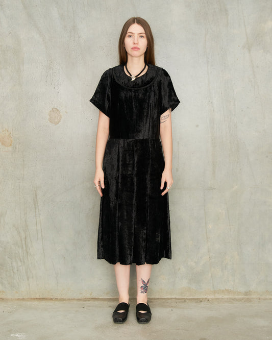 Black Velvet Pleated Dress