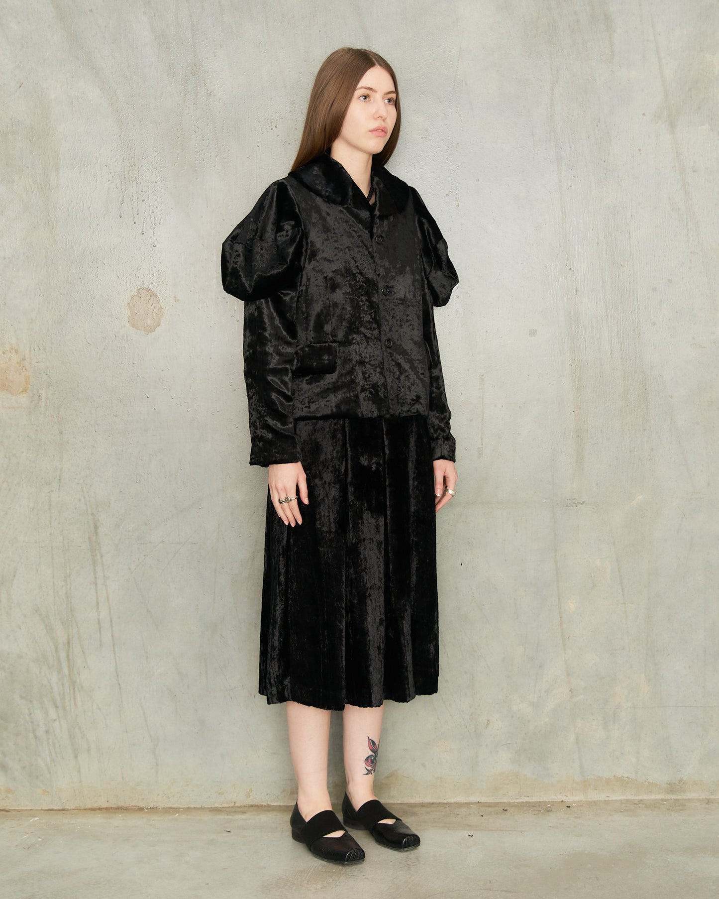 Black Velvet Puff Shoulder Jacket